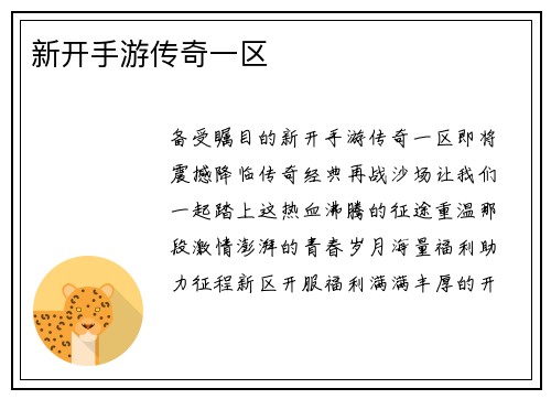 新开手游传奇一区